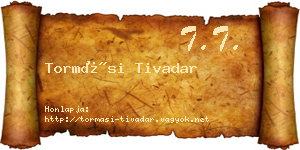 Tormási Tivadar névjegykártya