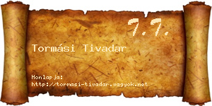 Tormási Tivadar névjegykártya